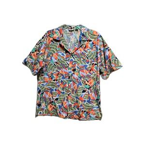 Vintage  Gottex Men's Button Up Shirt Short Sleeve M Multicolor